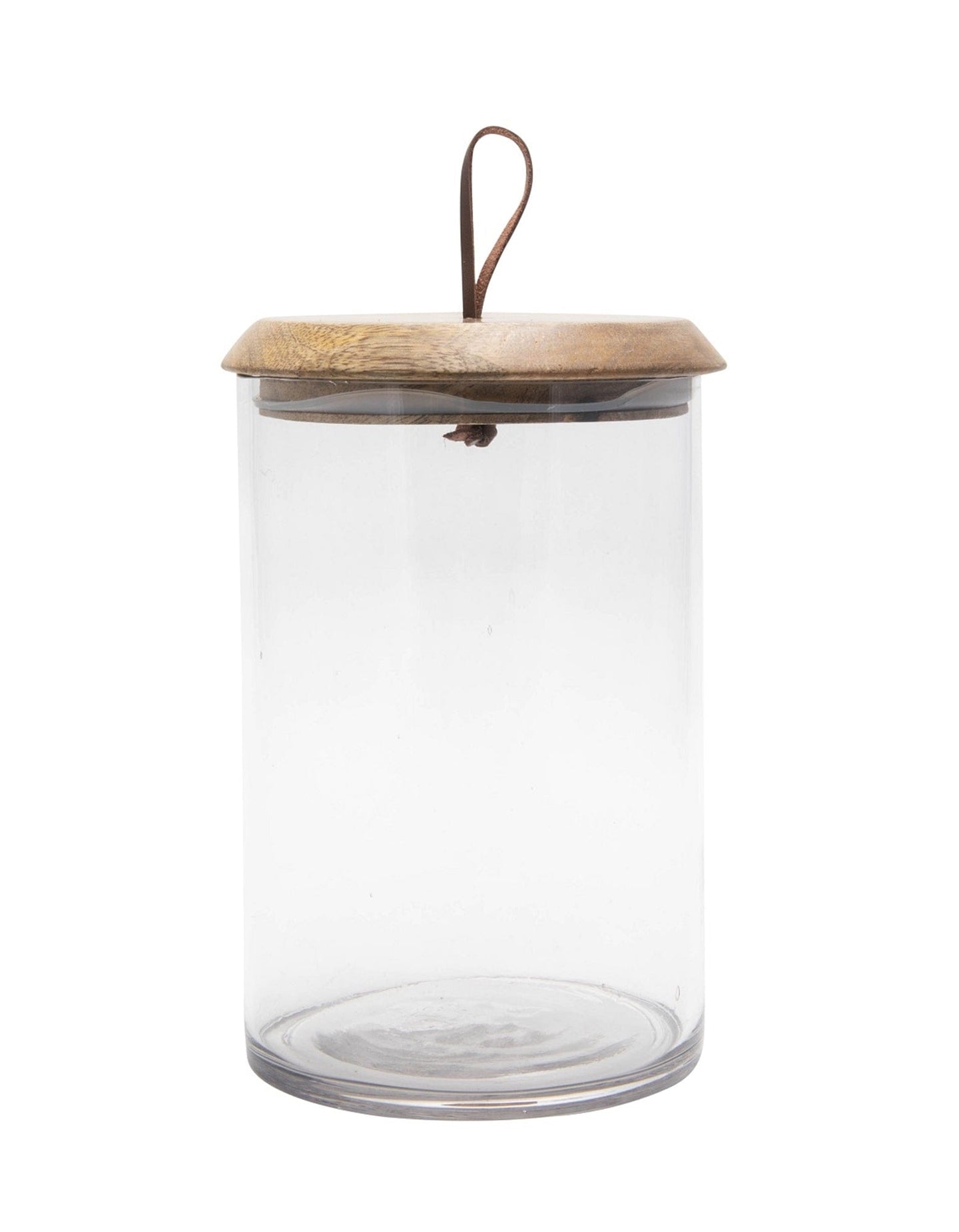 BidK Home Small Glass Canister with Mango Wood Lid 685034
