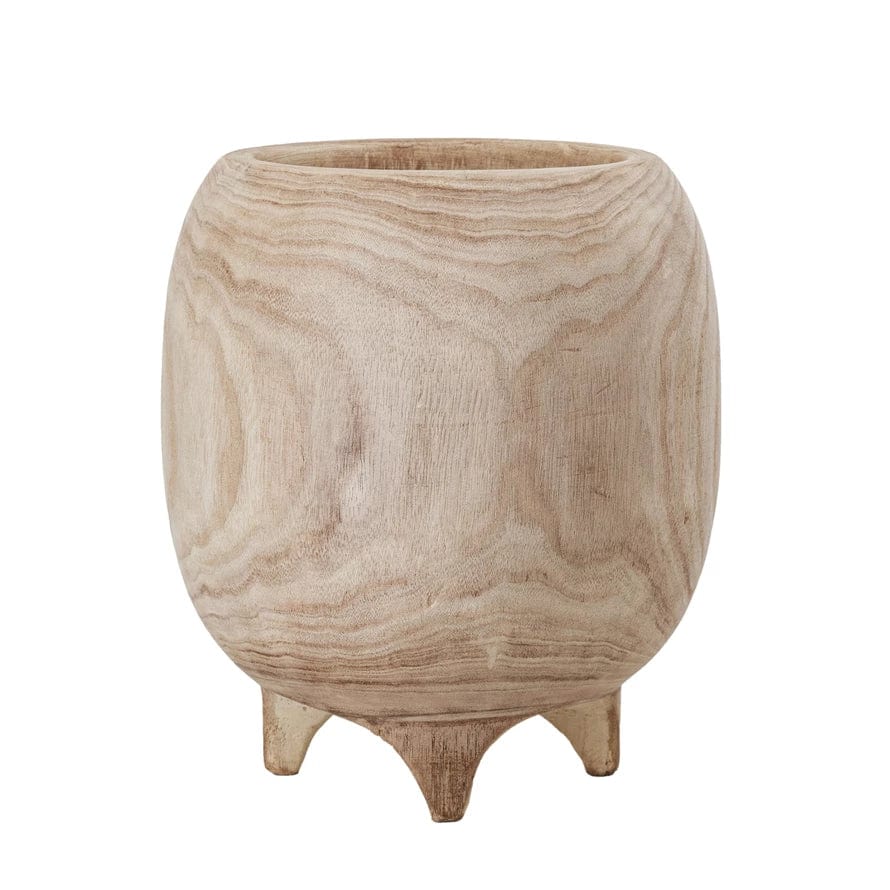 Bloomingville Tall Paulownia Wood Footed Planter, Natural