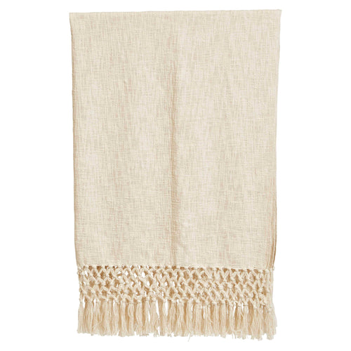 Creative Co-op Cream Cotton Throw with Fringe Blanket DF2348