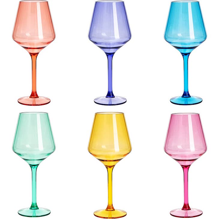 Unbreakable Colored Stemmed Wine Glasses