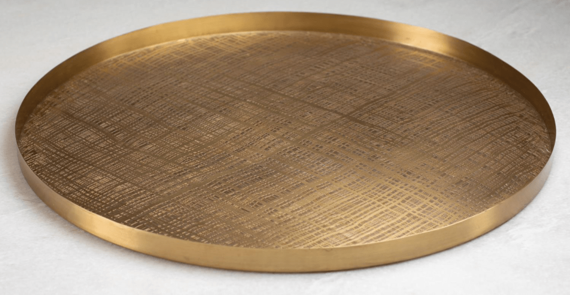 Vintage Decorative Round Etched Brass Tray Wall Hanging