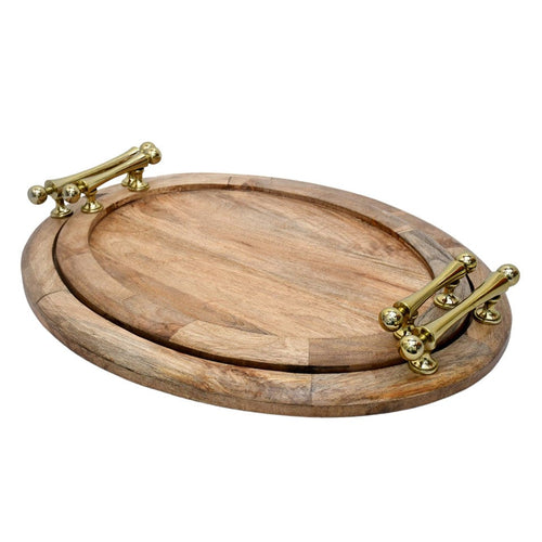 Sagebrook Home Clyde Wood Tray Decorative Trays