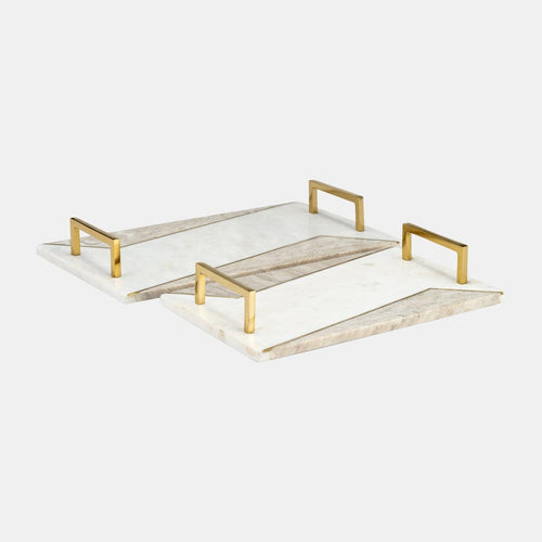 Sagebrook Home Two Tone Marble Tray Decorative Trays