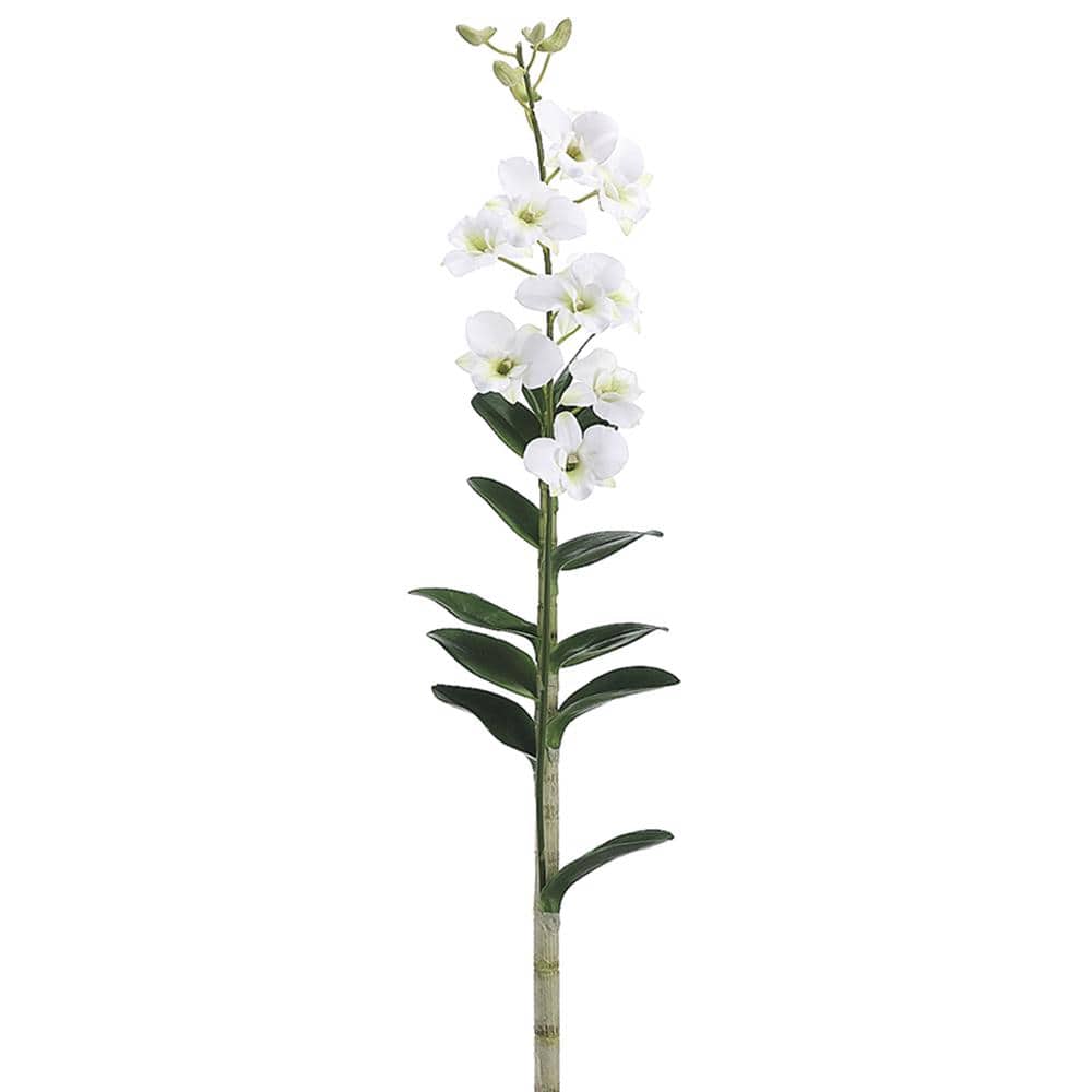 Allstate Floral Dendrobium Orchid Plant with 9 Flowers 5 Buds and 13 Leaves White faux plant HSO222-WH