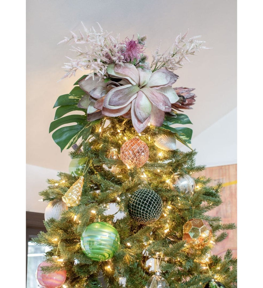 Ribbed Two-Toned Glass Tear Drop Shaped Ornament - secondary