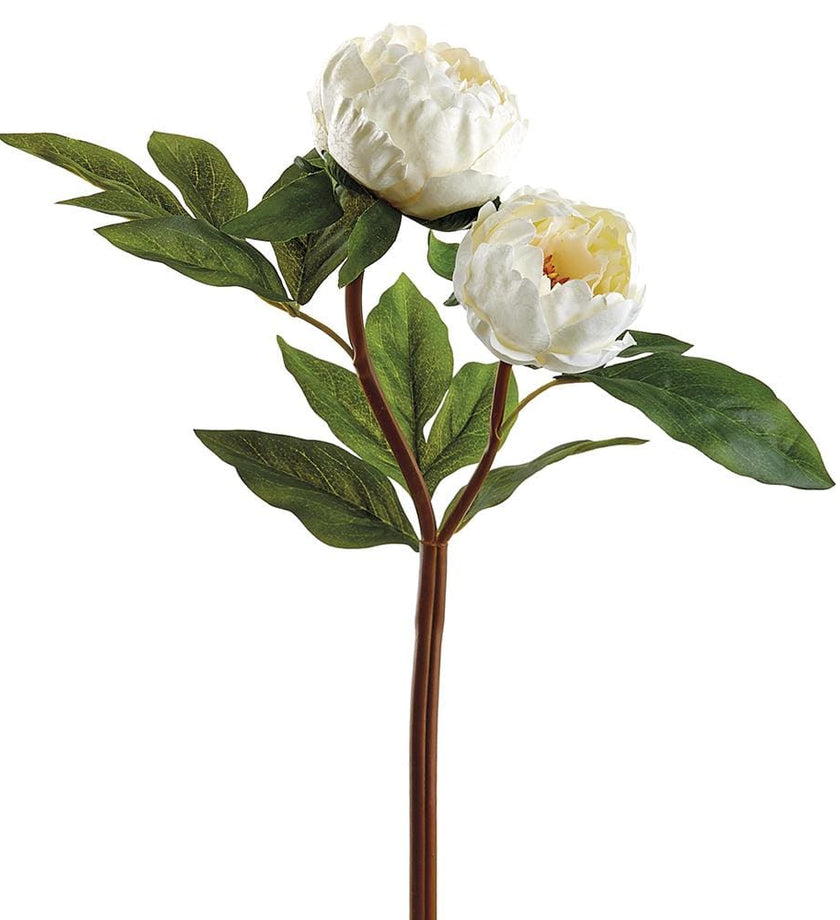 Faux White Peony Spray