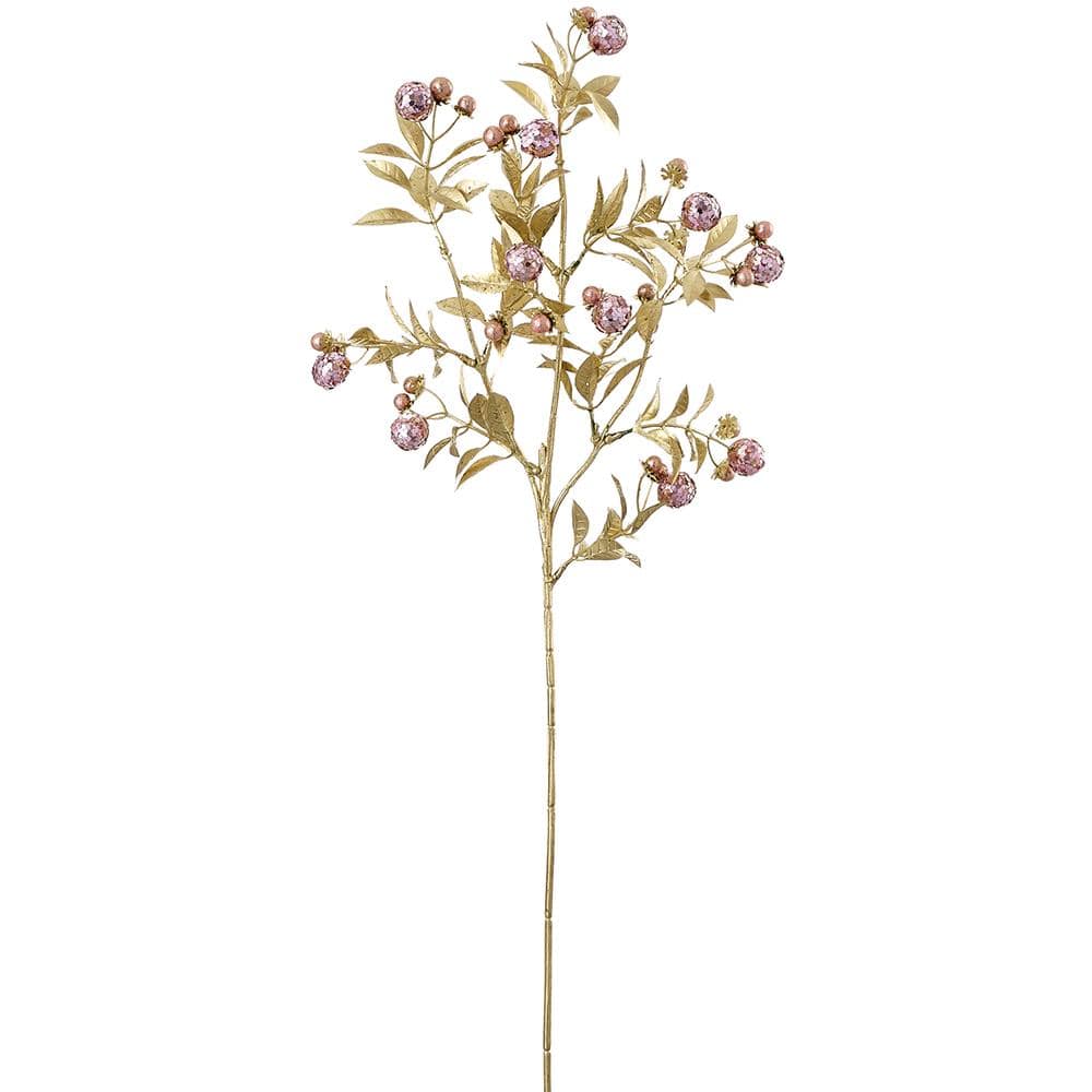 Allstate Floral Glittered Berry Spray - Pink Faux Plants XAQ253-PK