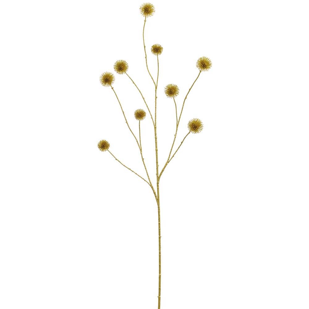 Allstate Floral Glittered Metallic Globe Thistle Spray Faux Plants XAQ081-GO