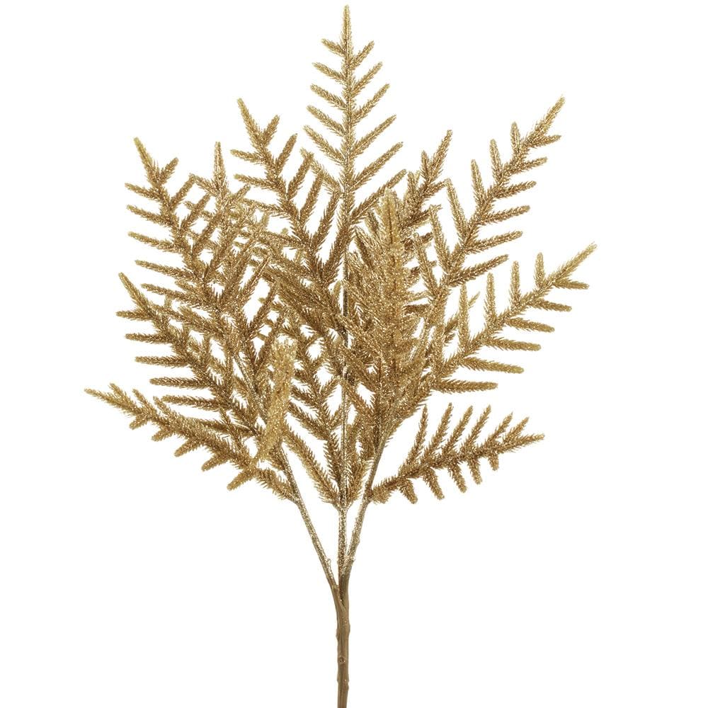 Allstate Floral Glittered Pine Bush Gold Faux Branches XAB243-GO