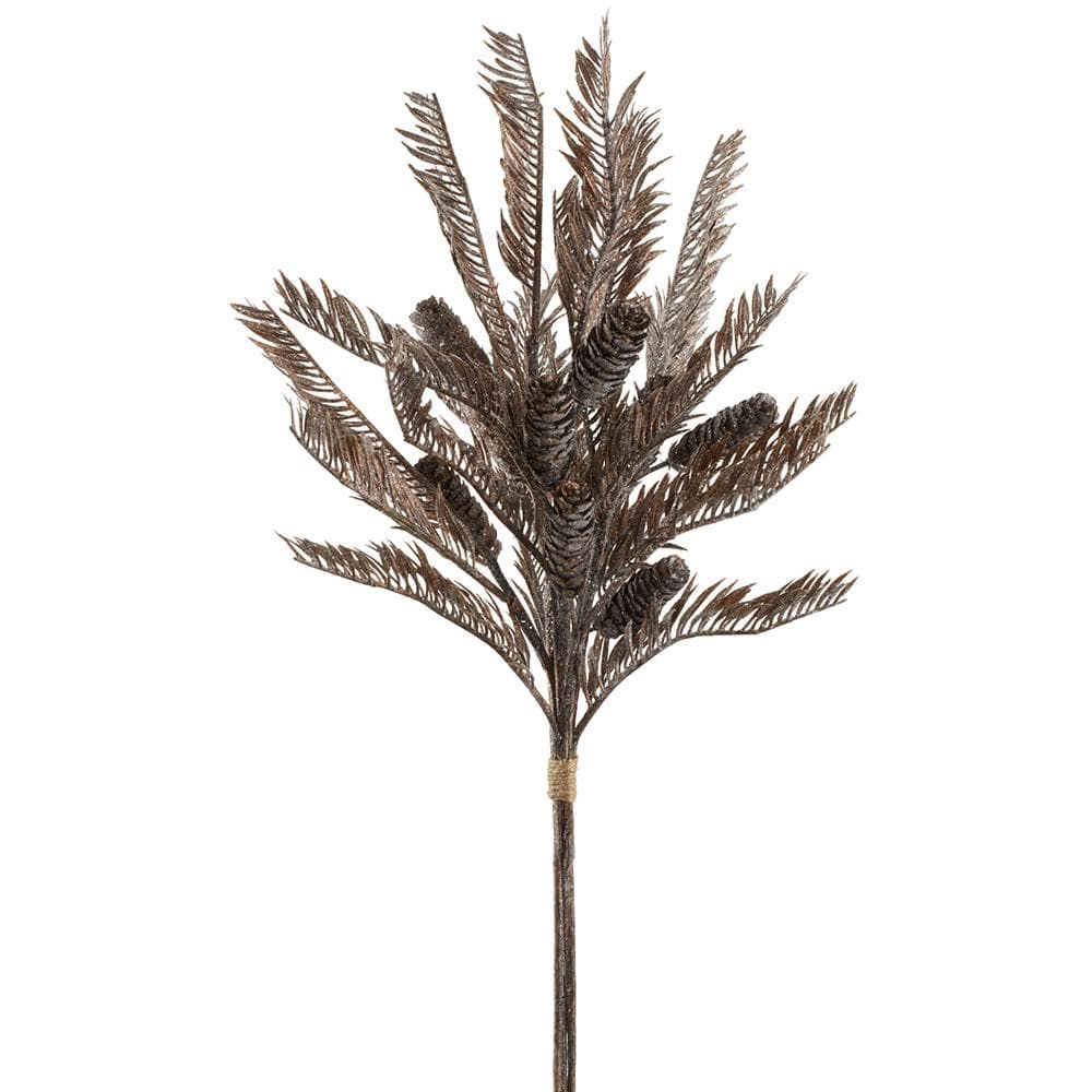 Allstate Floral Glittered Pine Cone/Pine Bundle - Brown Faux Plants XAR582-BR