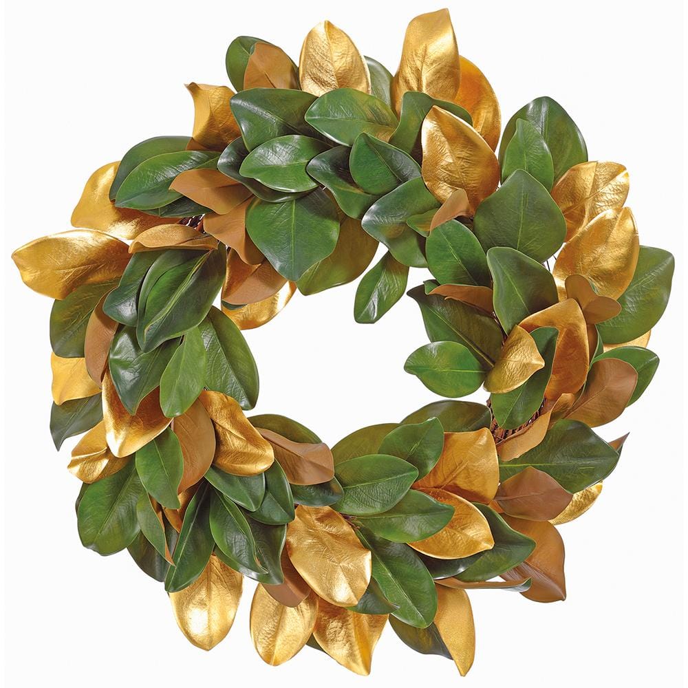 Allstate Floral Magnolia Leaf Wreath Wreaths XDW558-GR/GO