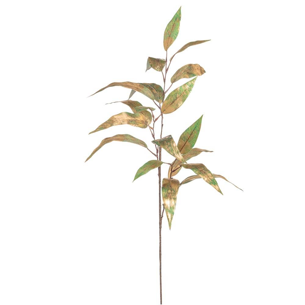 Allstate Floral Metallic Eucalyptus Leaf Spray - Green Gold Faux Plants XDS320-GR/GO