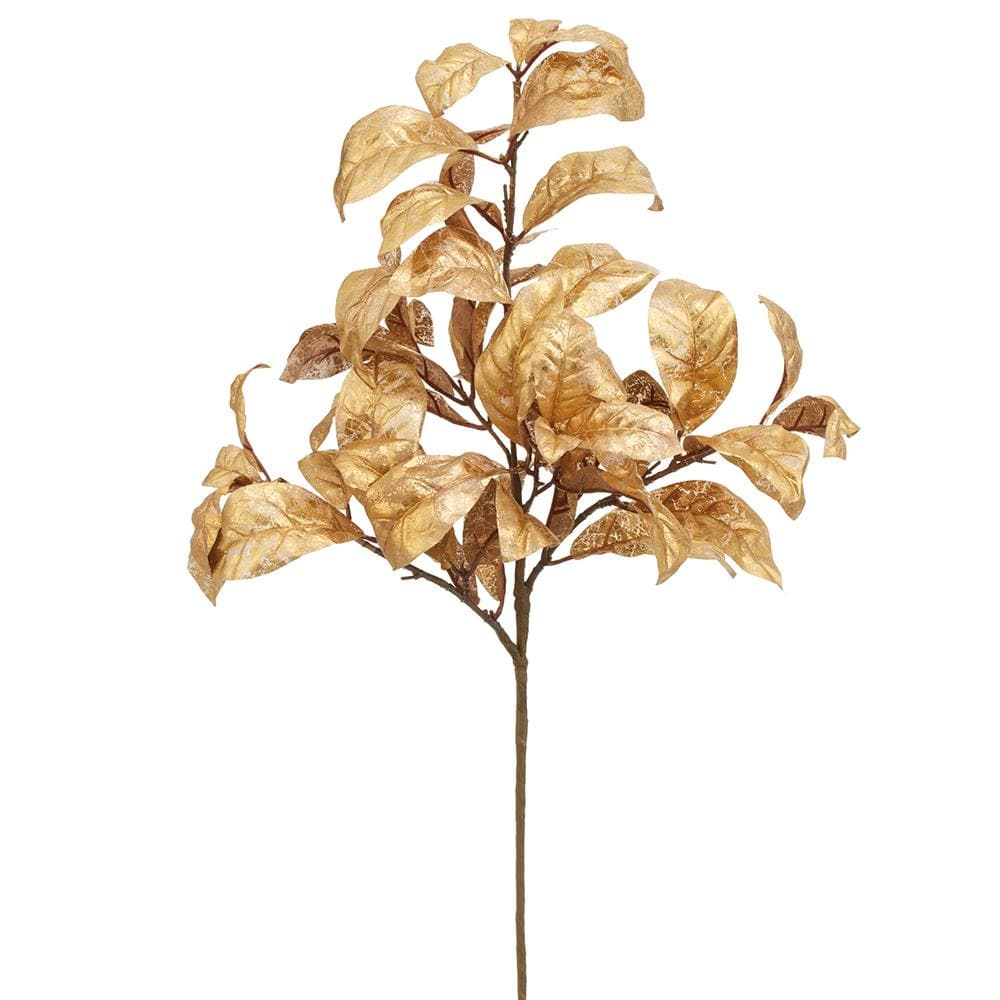 Allstate Floral Metallic Magnolia Leaf Spray - Gold Faux Plants XDB507-GO