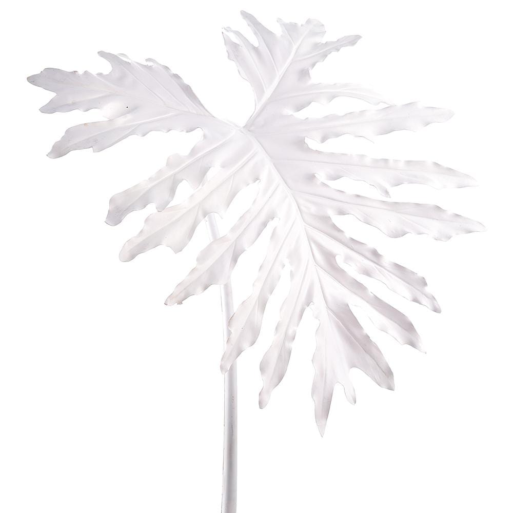 Allstate Floral Metallic Monstera Leaf Spray - White Faux Branches XAS994-WH