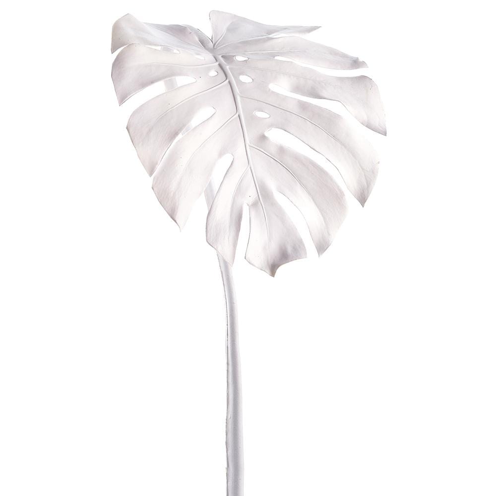 Allstate Floral Metallic Split Philodendron Leaf Spray - White faux plant XAS988-WH