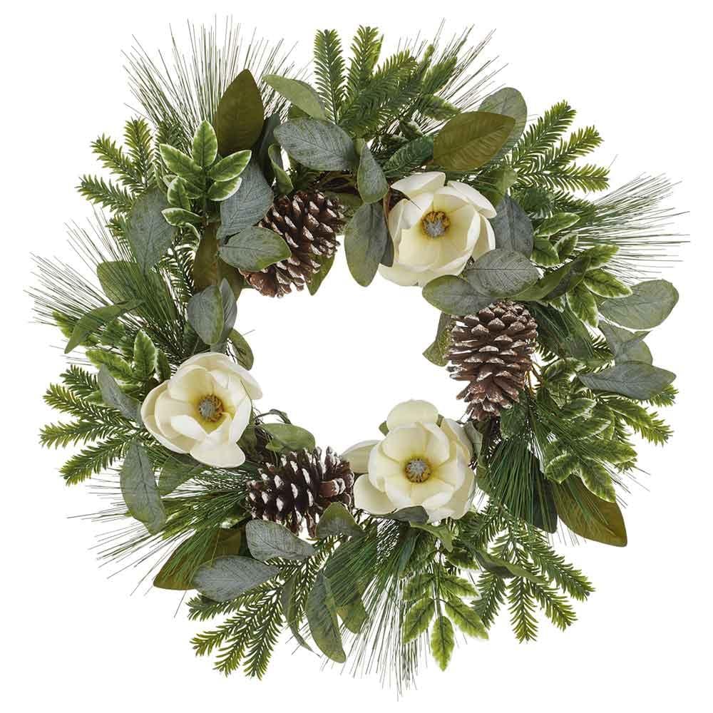Allstate Floral Pine Cone/Magnolia Leaf/Pine Wreath Wreaths XDW515-BR/GR
