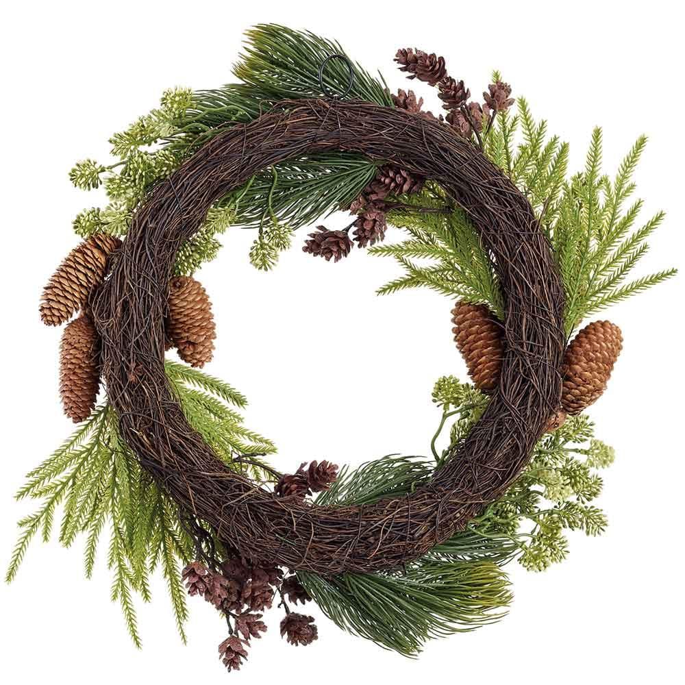 Allstate Floral Sedum/Pine Cone/Pine Wreath Wreaths XDW280-GR/BR