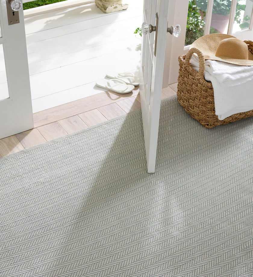 Herringbone Indoor/Outdoor Rug- Light Blue/Ivory - secondary