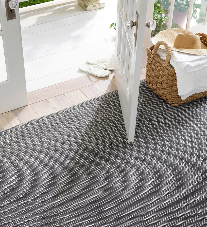 Herringbone Indoor/Outdoor Rug- Shale/White - secondary
