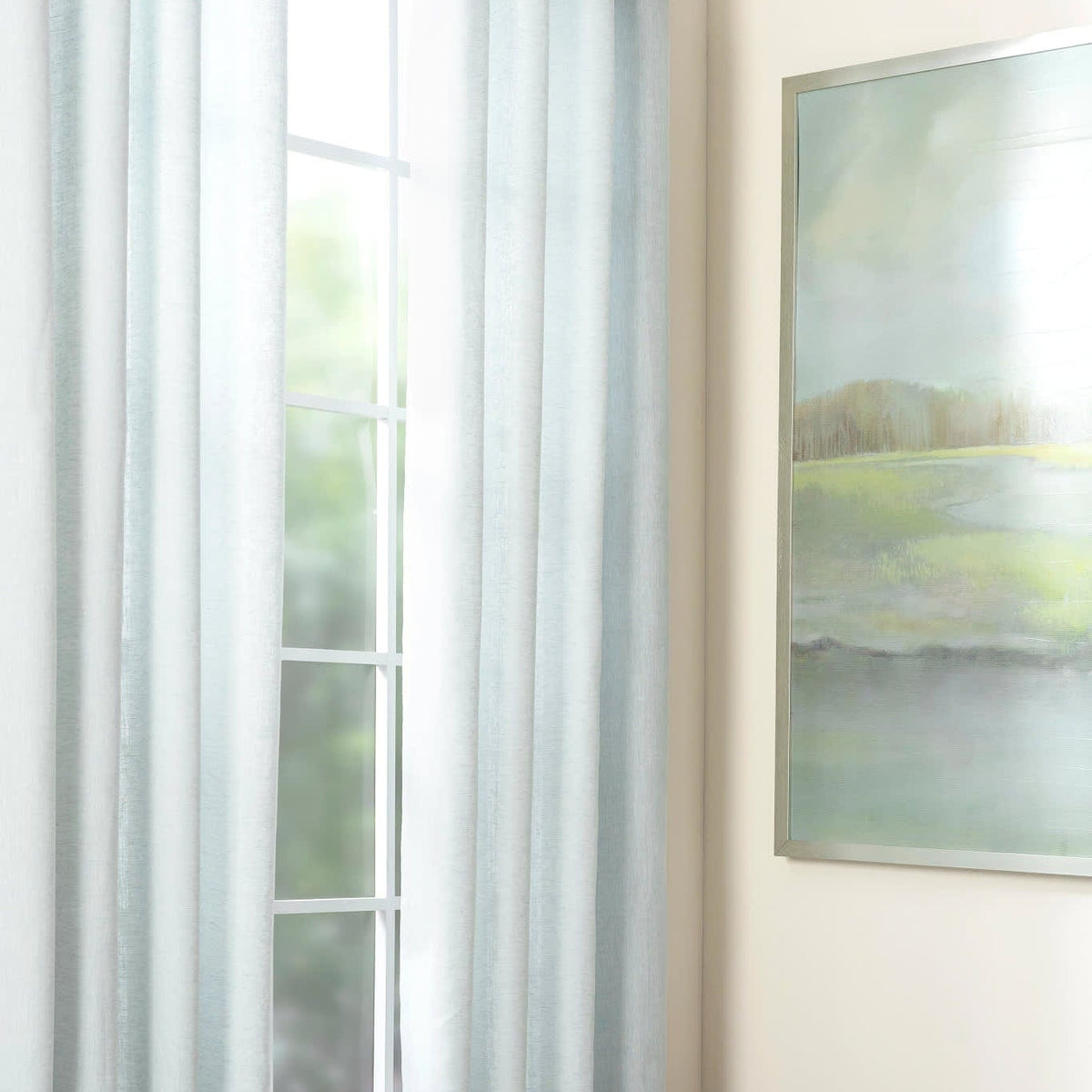 Annie Selke Lush Linen Curtain Panel- Sky Curtains & Drapes