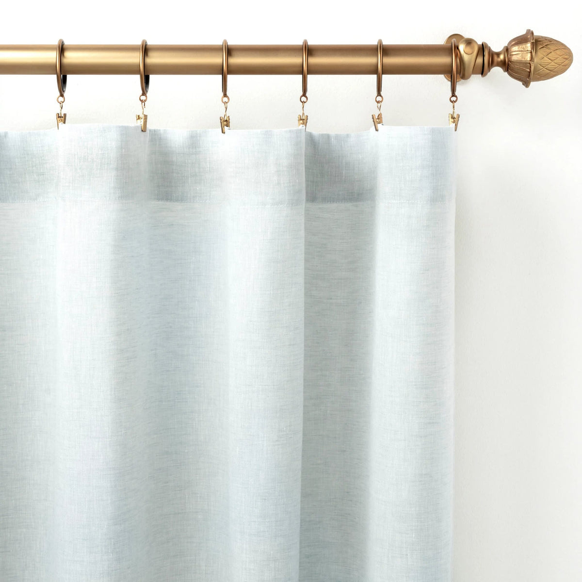 Annie Selke Lush Linen Curtain Panel- Sky Curtains & Drapes