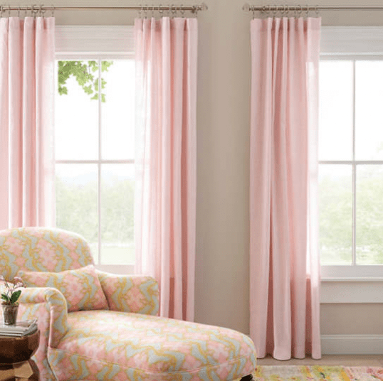 Annie Selke Lush Linen Curtain Panel- Slipper Pink Curtains & Drapes