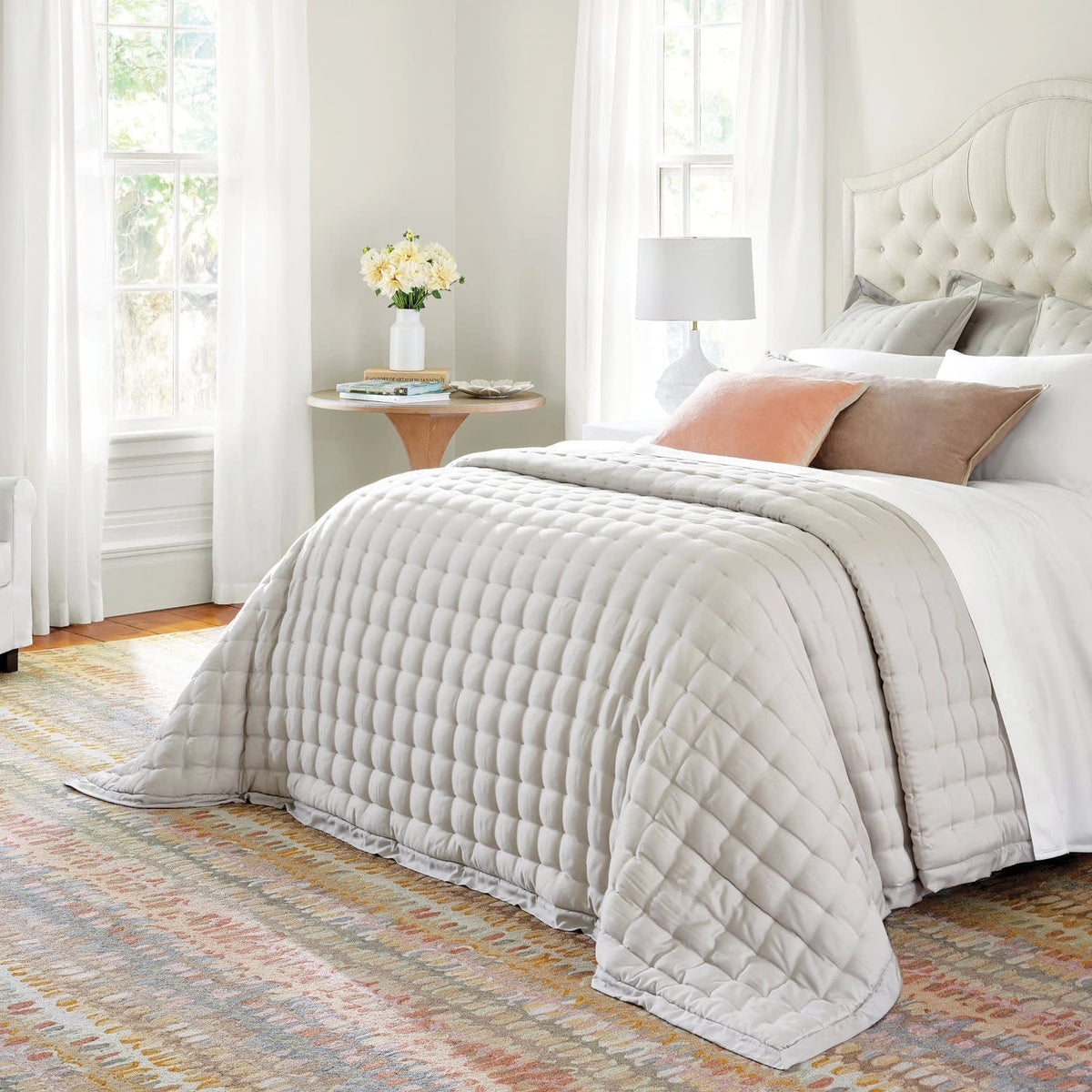 Annie Selke Lush Linen Curtain Panel- White Curtains & Drapes