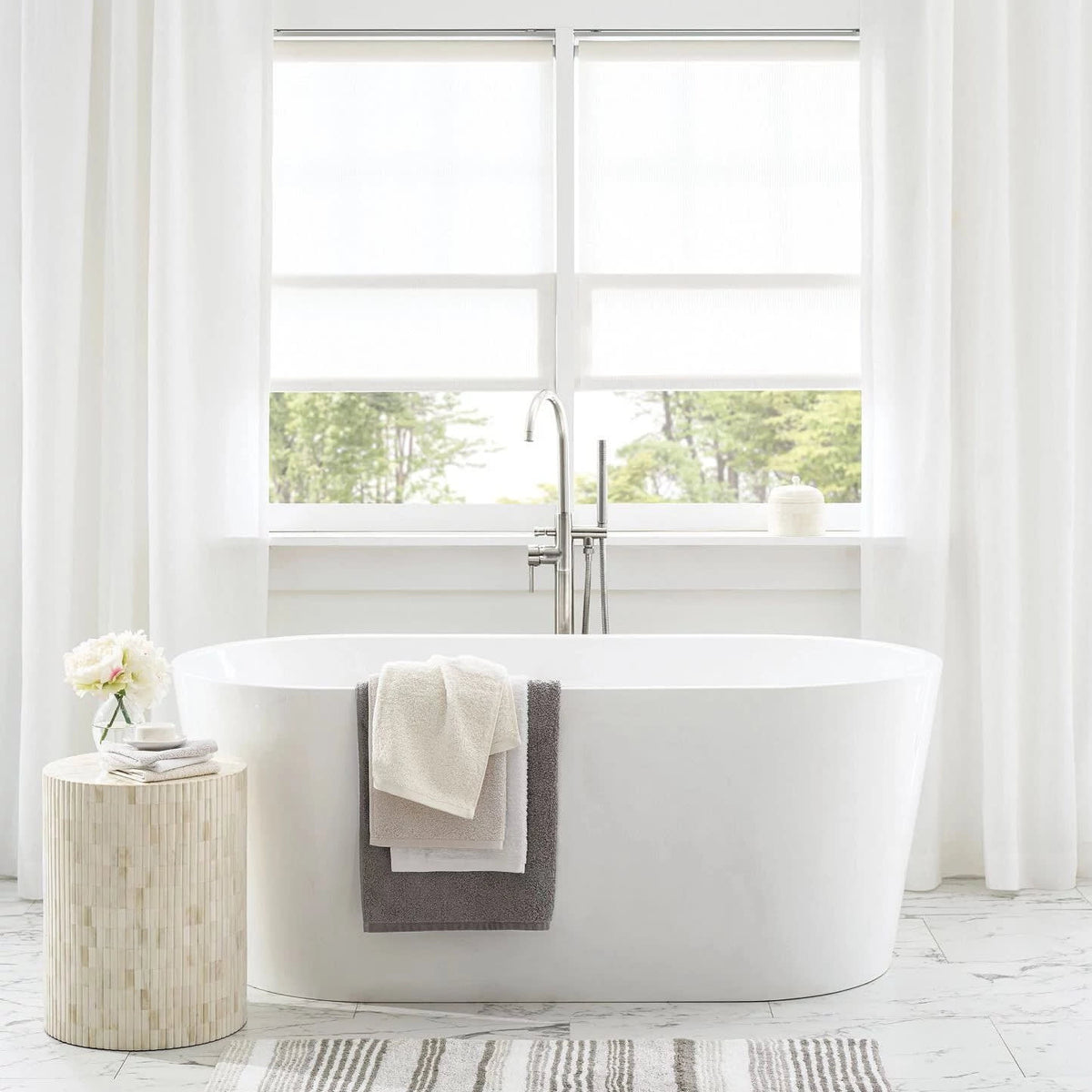 Annie Selke Lush Linen Curtain Panel- White Curtains & Drapes