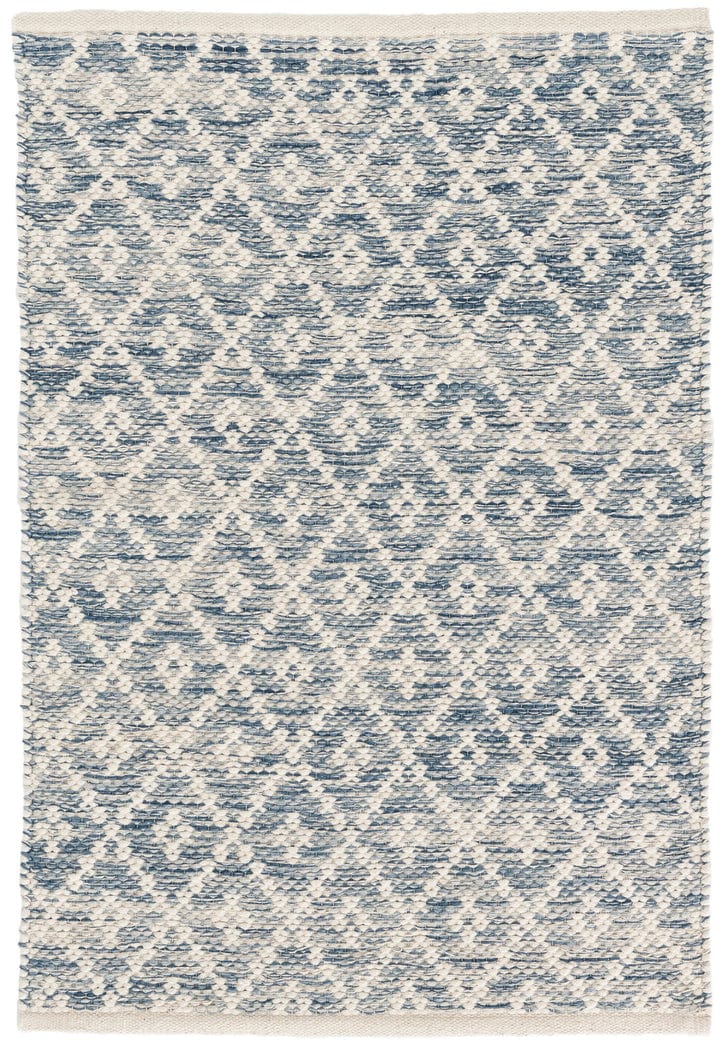 Annie Selke Melange Diamond Blue Woven Cotton Rug Rugs