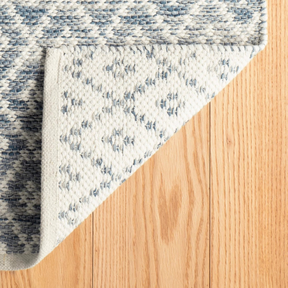 Annie Selke Melange Diamond Blue Woven Cotton Rug Rugs