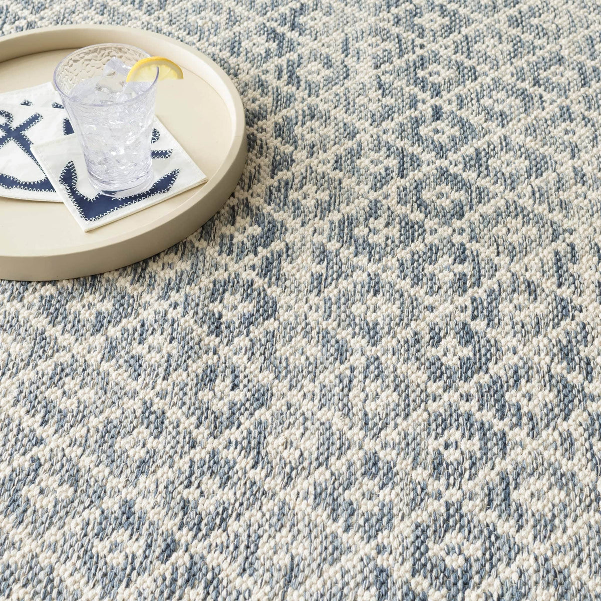 Annie Selke Melange Diamond Blue Woven Cotton Rug Rugs