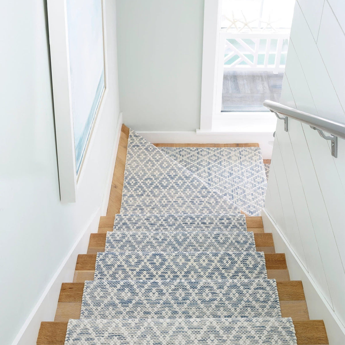 Annie Selke Melange Diamond Blue Woven Cotton Rug Rugs