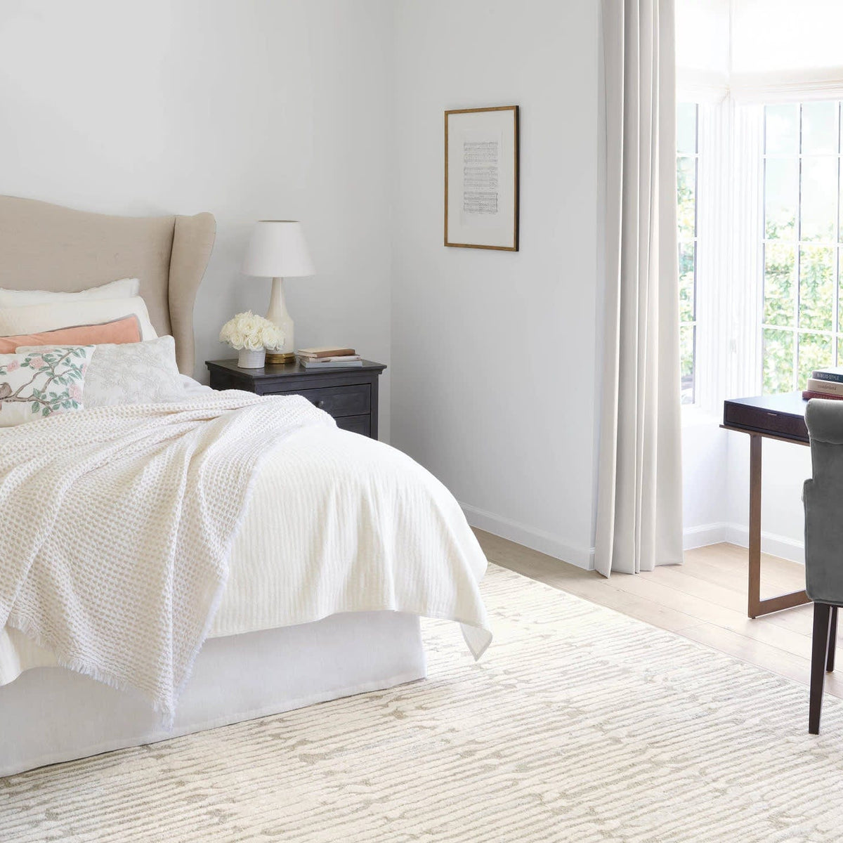 Annie Selke Stone Washed Linen Tailored Paneled Bed Skirt Bedskirts