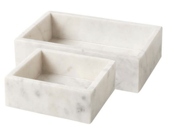 Annie Selke White Marble Napkin Holder