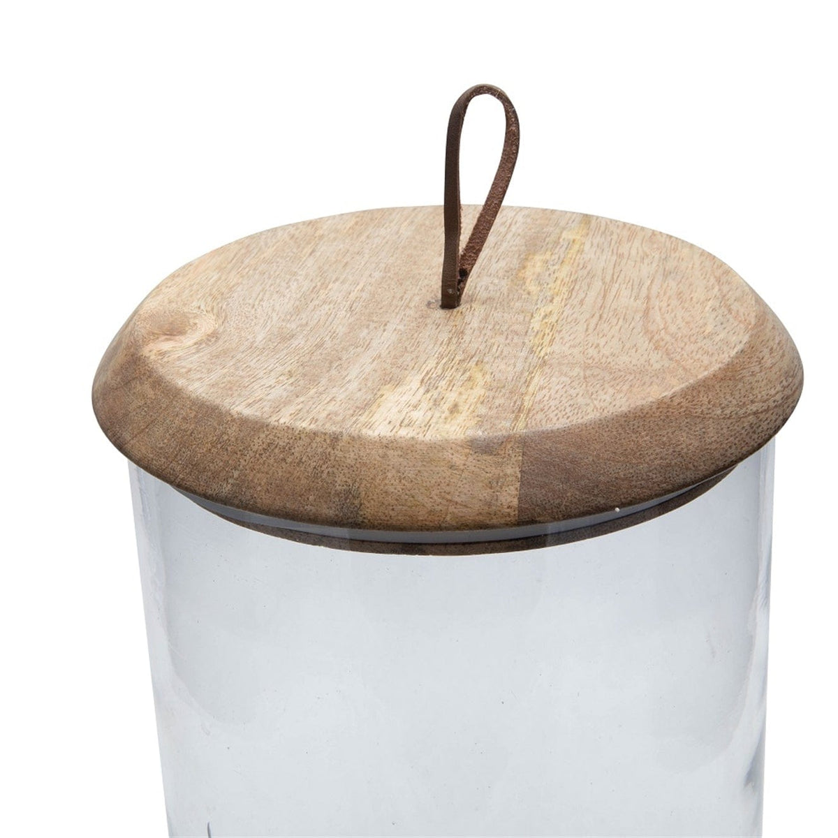 BidK Home Glass Canister with Mango Wood Lid