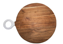 BidK Home Large Acacia Wood Round Cutting Board with White Handle Cutting Boards 115162
