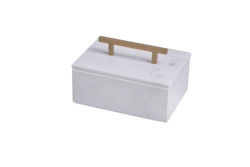 BidK Home Marble Box with Gold Metal Handle 120184