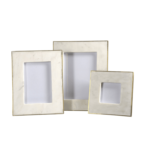 BidK Home Marble Picture Frame with Brass Edge