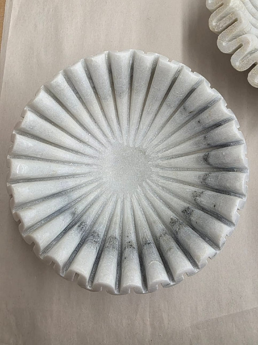 BidK Home Marble Ruffled Bowl Bowl