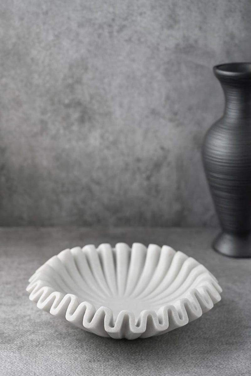 BidK Home Marble Ruffled Bowl Bowl