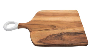 BidK Home Medium Acacia Wood Rectangular Cutting Board with White Handle Cutting Boards 115161