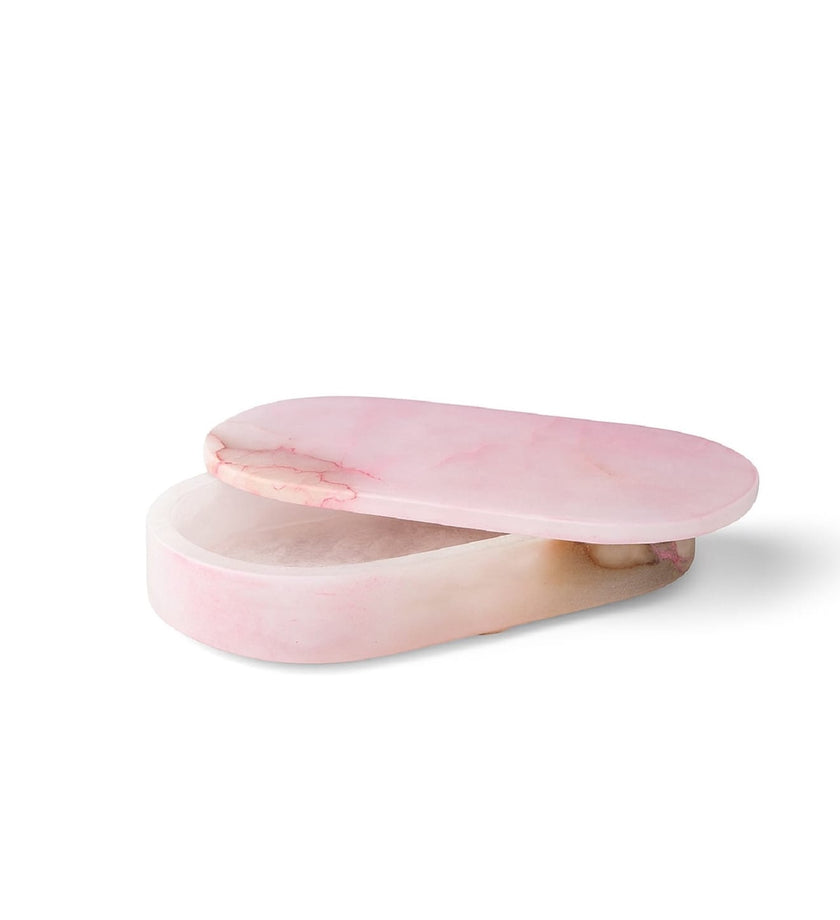 Pink Alabaster Oval Canister