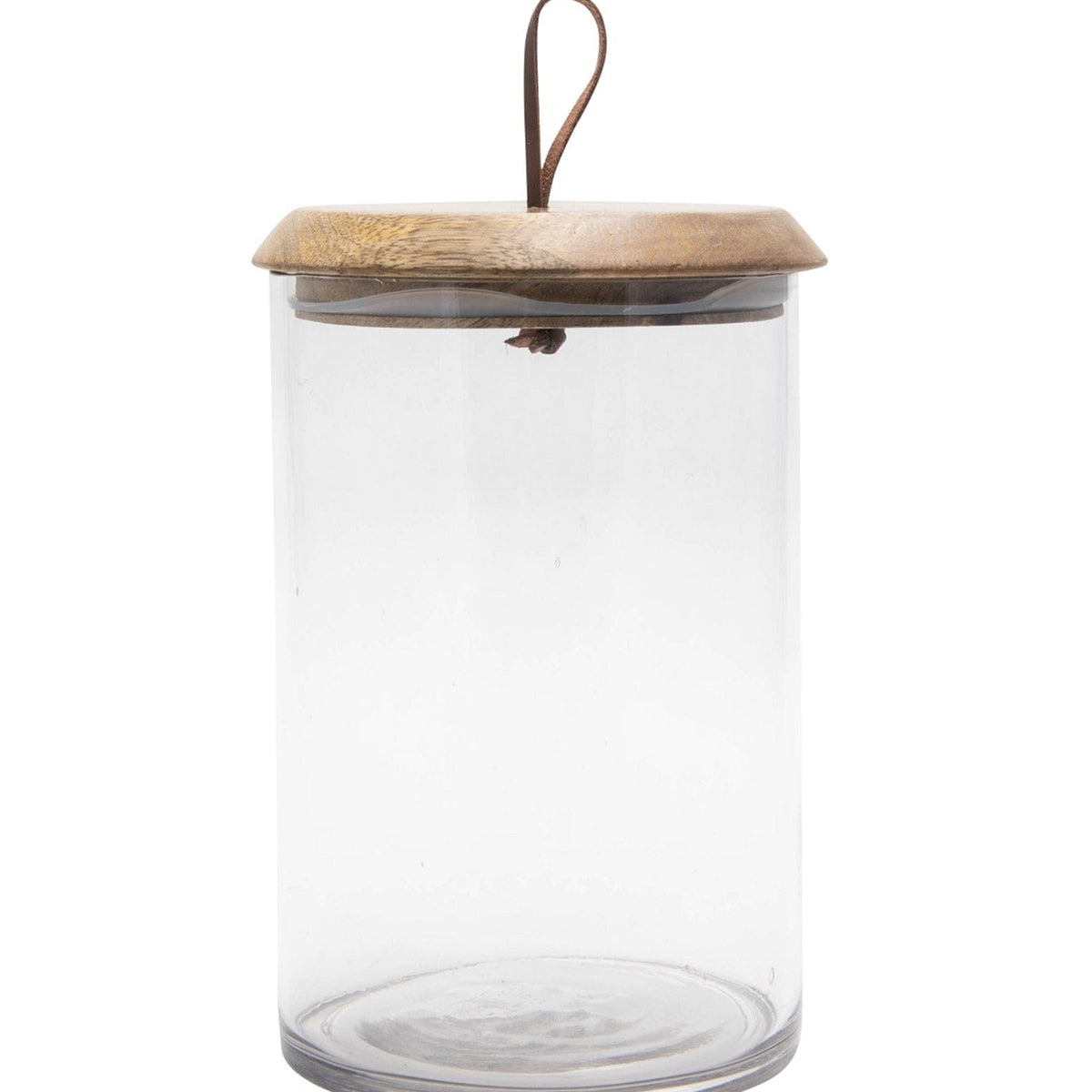 BidK Home Small Glass Canister with Mango Wood Lid 685034