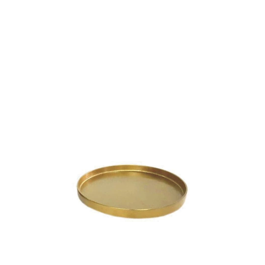 BidK Home Small Round Antique Brass Tray Decorative Trays 866615