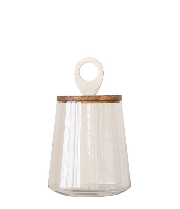 Bloomingville Glass Jar with Mango Wood & Marble Lid