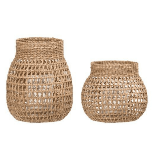 Bloomingville Hand-Woven Seagrass Lanterns Candle Holders
