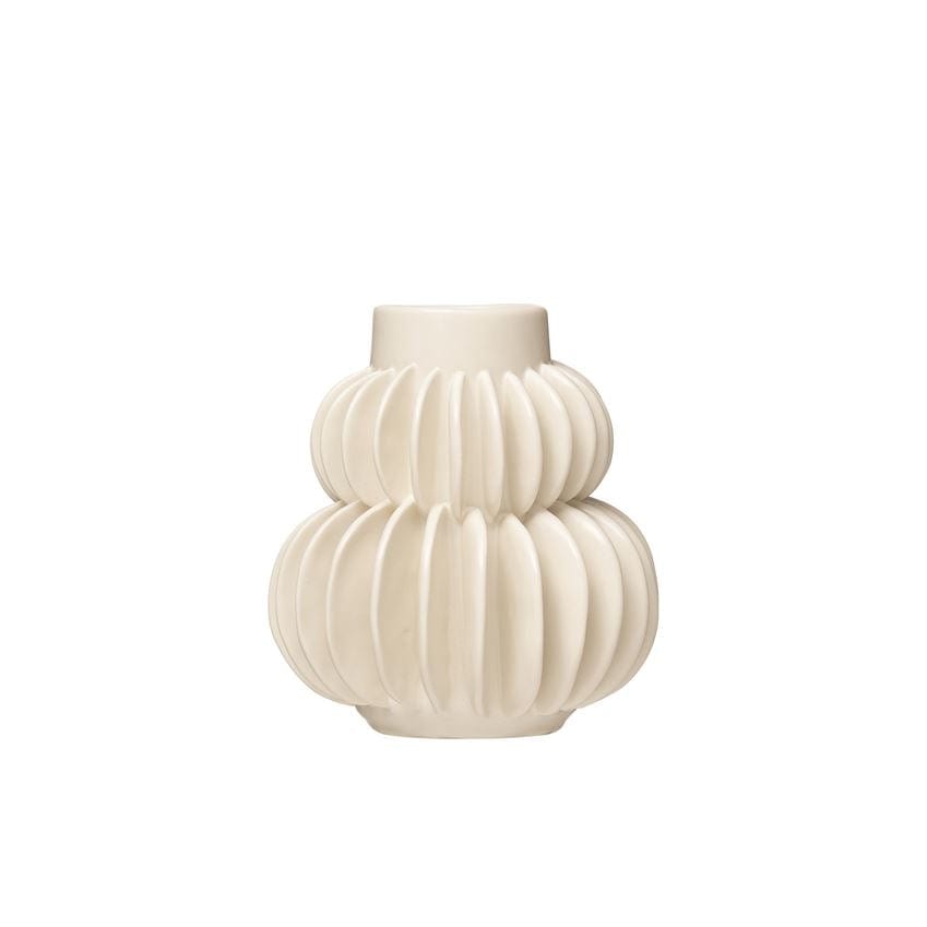 Bloomingville Pleated Stoneware Vase - White Vases AH1204