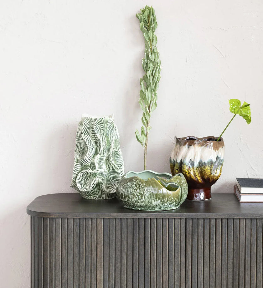 Textured Stoneware Organic Shaped Vase - secondary