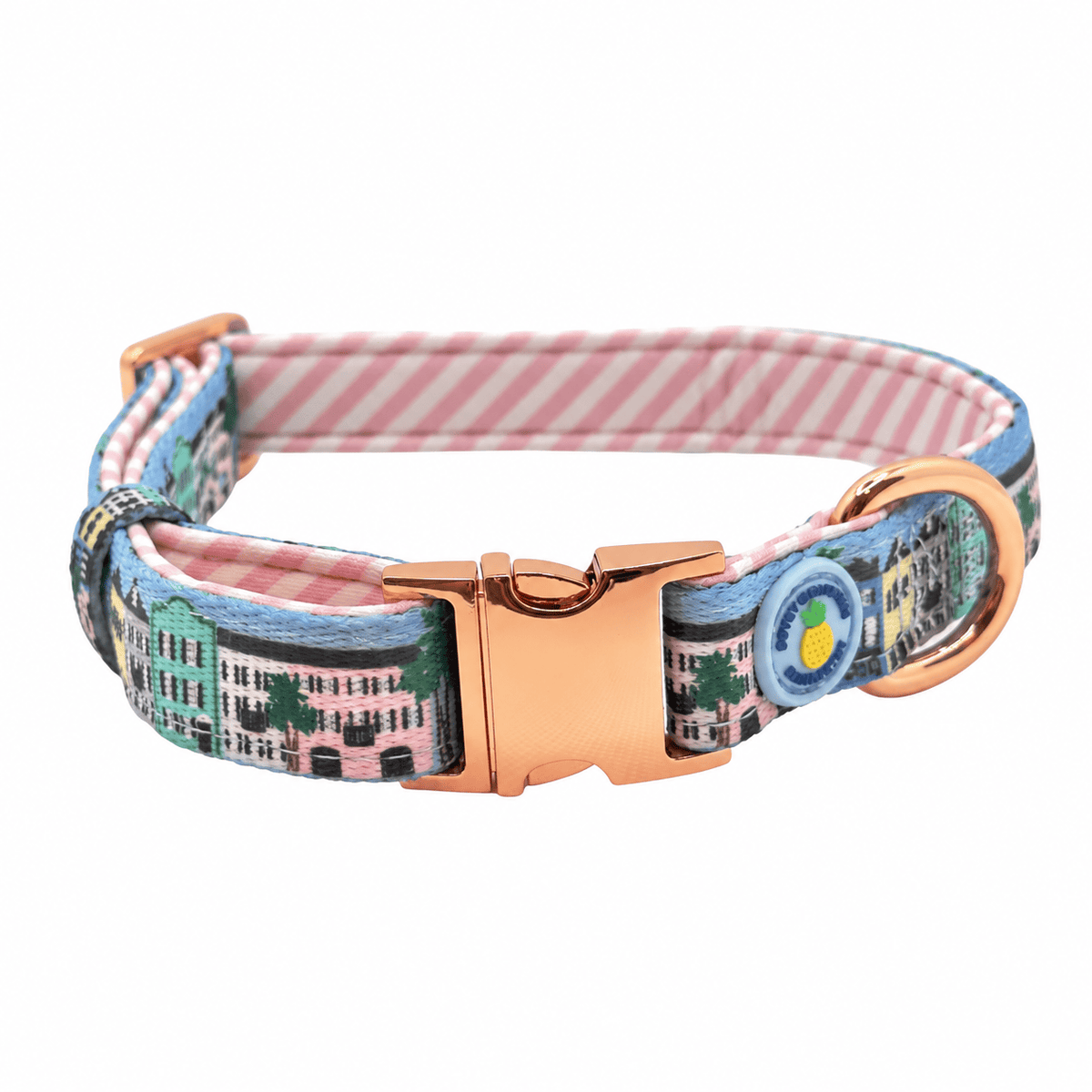 Covey Collection Rose Gold / Pink and White / Extra Small Rainbow Row Dog Collar Dog Collar Collar-RoseGold/Pink/White-XS
