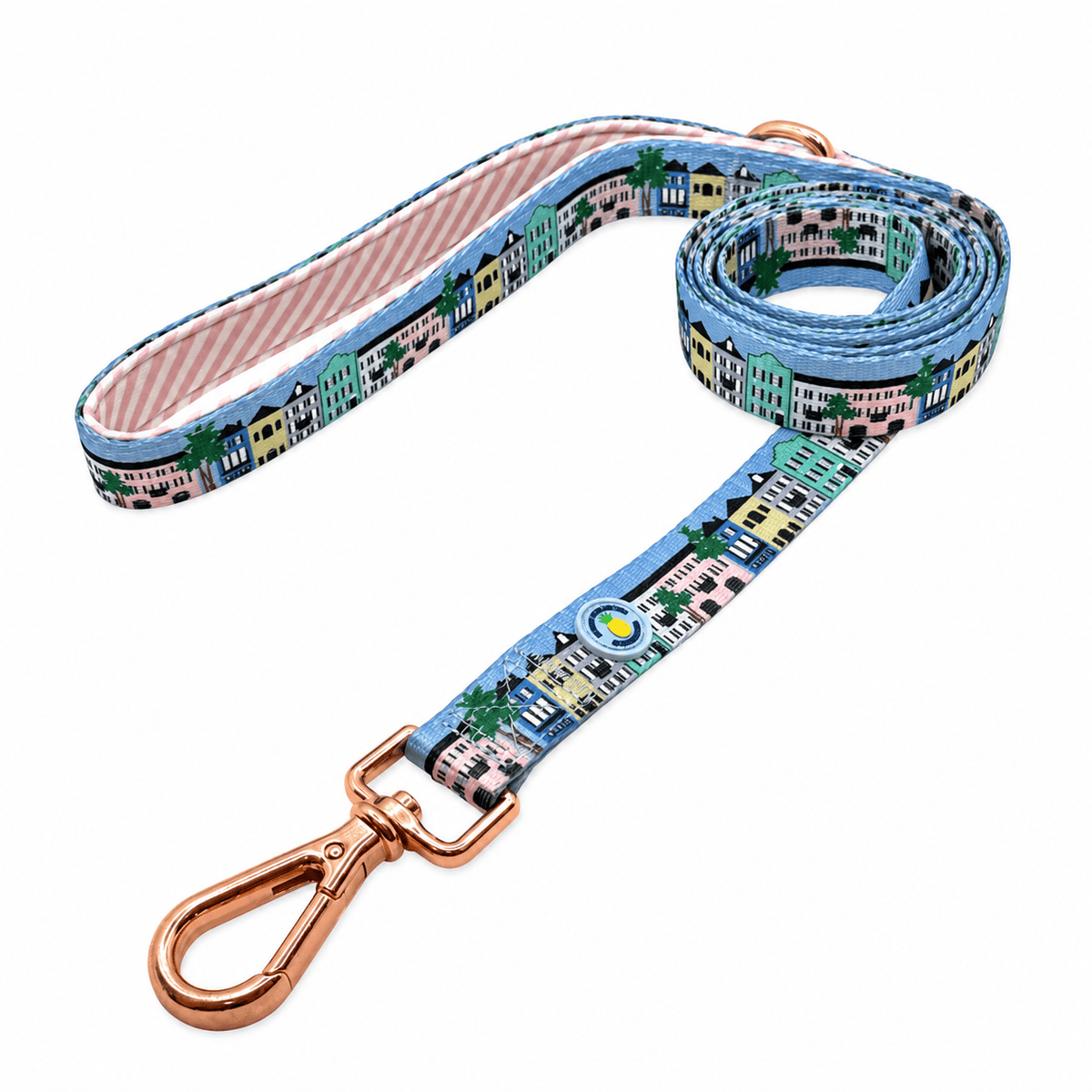 Covey Collection Rose Gold / Pink and White / Medium Rainbow Row Leash Leash RainbowRowLeash-RoseGold/Pink/White-M
